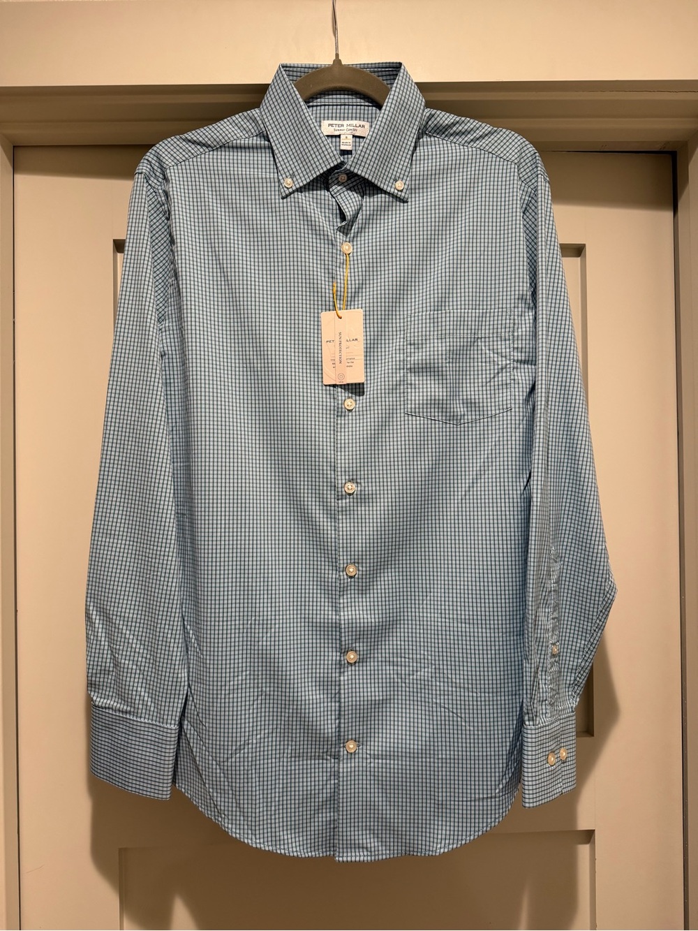 Peter Millar Barrie Performance Twill Shirt Small NWT Blue Plaid